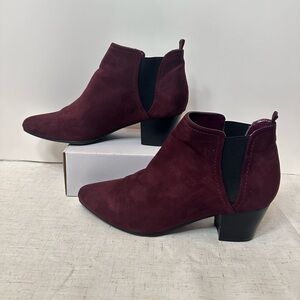 Unisa Dark Red Suede Ankle Booties